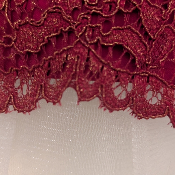 American Princess Maroon Lace Dress with Pearl Detail - Picture 5 of 13